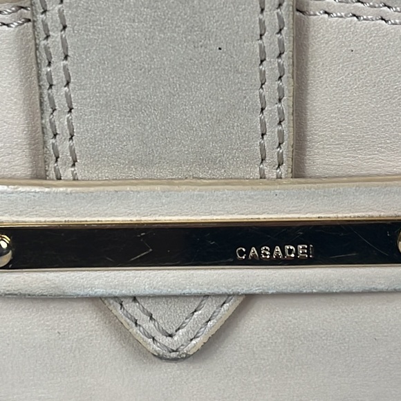 Casadei Cream & Gold Tone Purse with Striped Handle & Gold Tone Hardware - Picture 3 of 17
